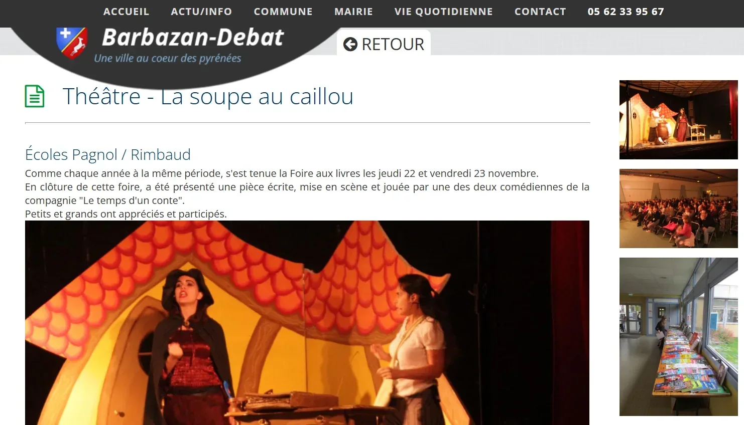 Capture de la publication de Barbazan-Debat consacrée à La Soupe au Caillou lors de la Foire aux livres 2018.